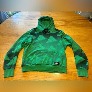 Adidas Pullover Hoodie — Size Medium — Green & Black — Very Good Condition